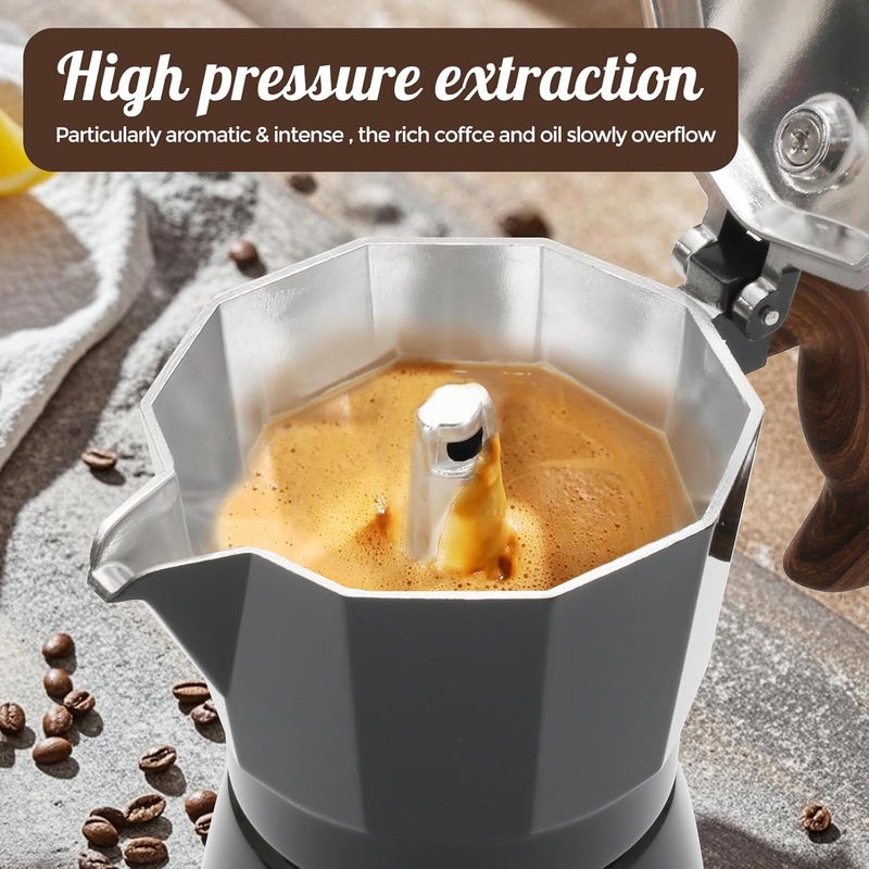 Warmthmaster Moka Pot Aluminium Stovetop Espresso Maker Italian Coffee Maker with Cool Touch Handle (Black, 3 Cup) - Image 3